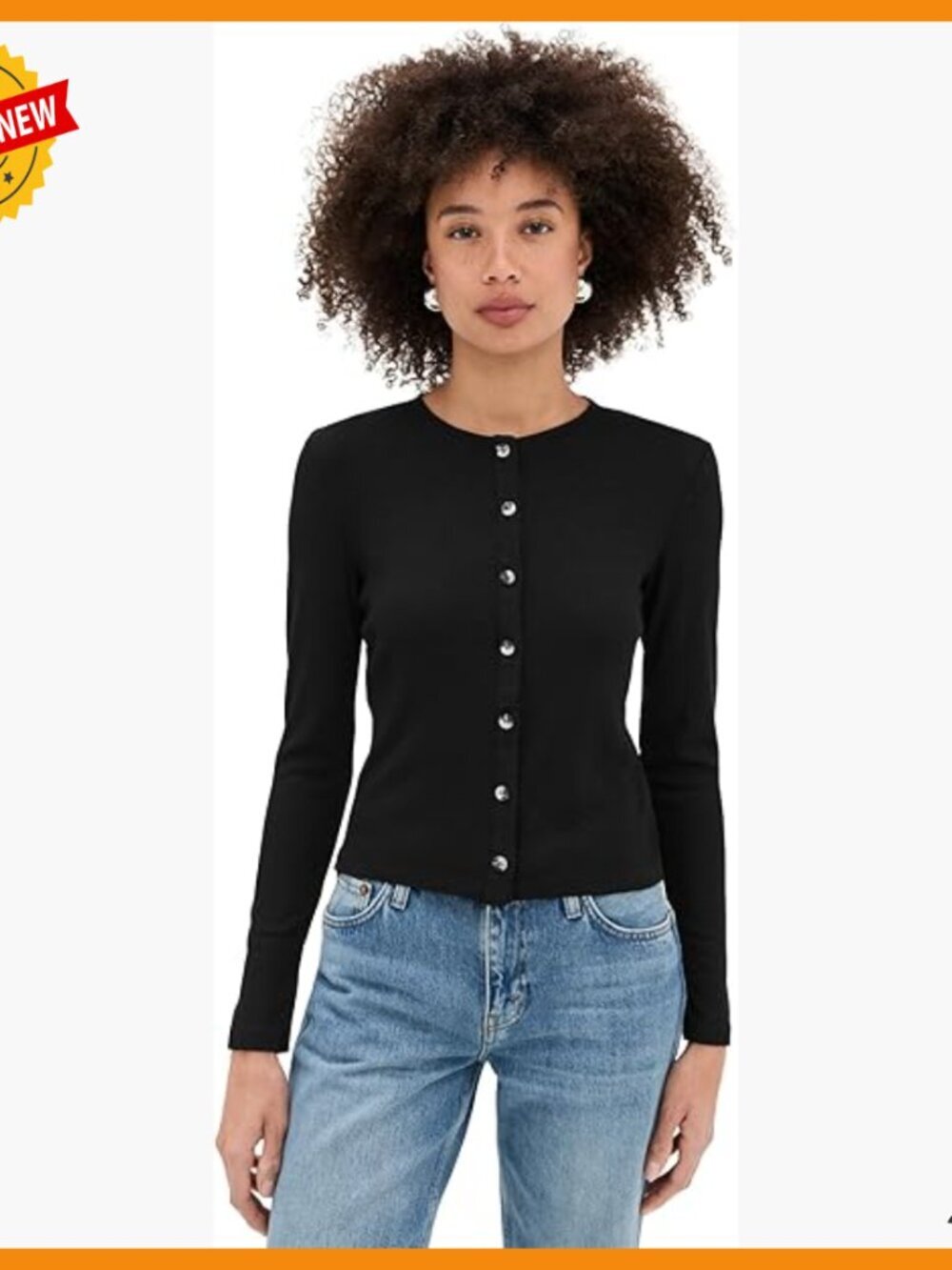 Luxe Rib Fitted Cardigan, Lightweight Stretch Knit, Button Front